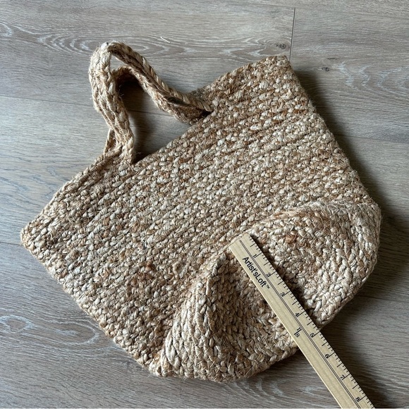 Vintage Jute Woven Tote Farm Bag Natural Woven - Picture 4 of 6